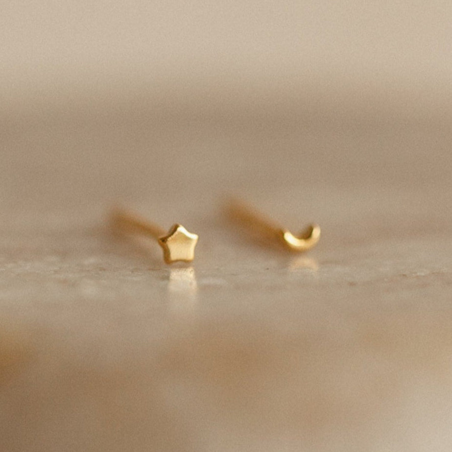 Tiny Moon & Star Studs